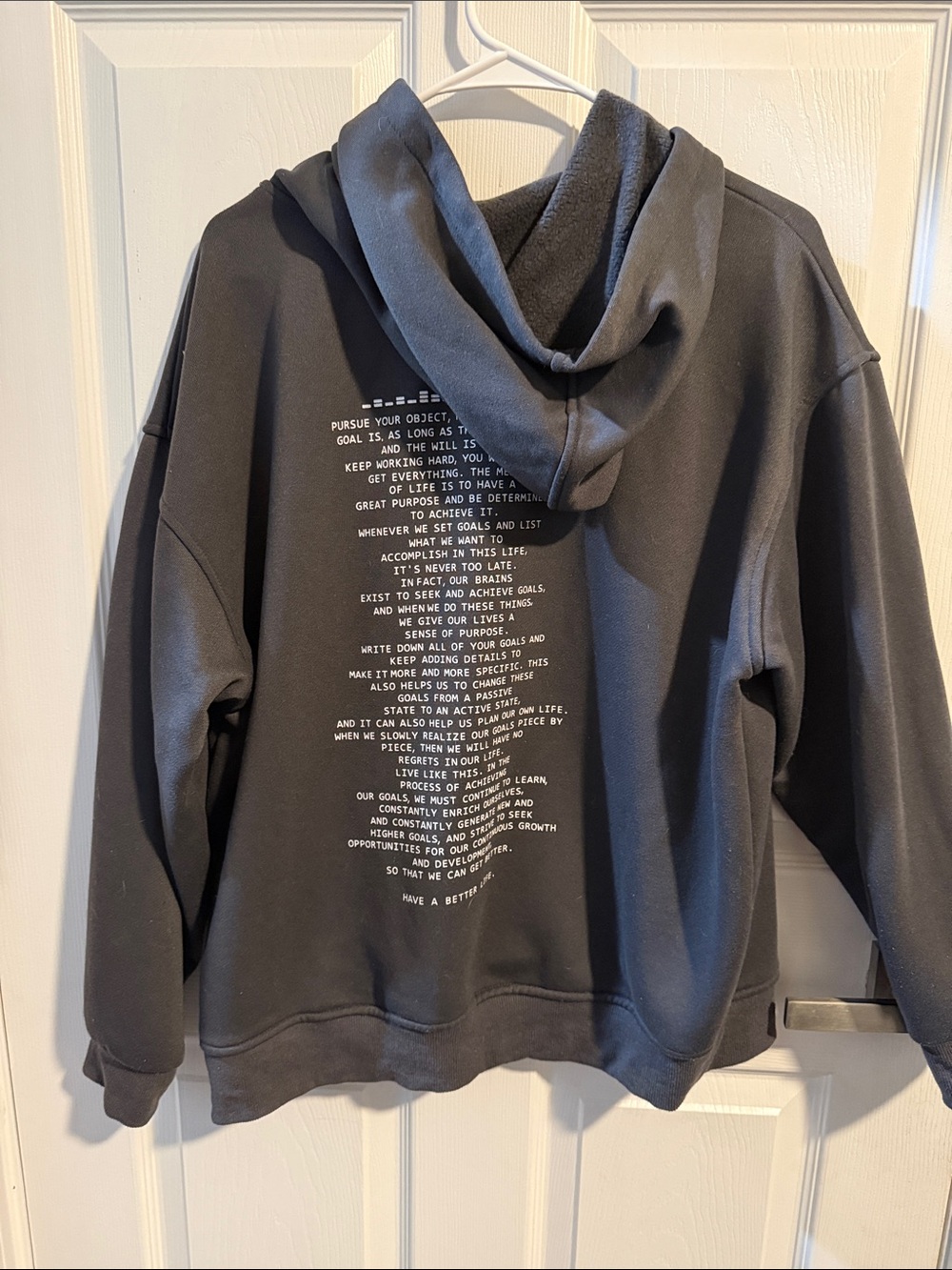 Black Graphic Hoodie Sweatshirt with Back Text - Unbranded